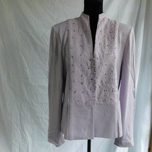 ST. JOHN Sz 14 Beaded Embellished Silk Knit Blazer